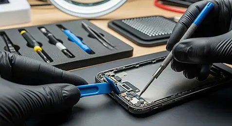 Conserto de celular na bancada da RM